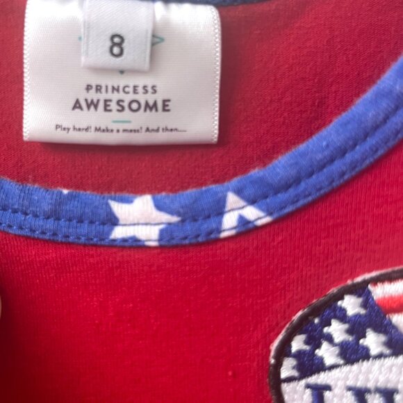 Princess Awesome Girls Dress Size 8 Blue Stars Red “I Will Vote” USA Patriotic - Picture 4 of 8